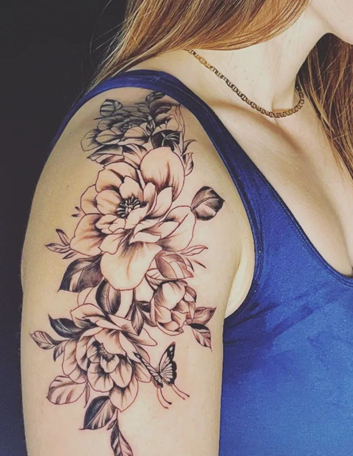 industrial art - floral tattoos